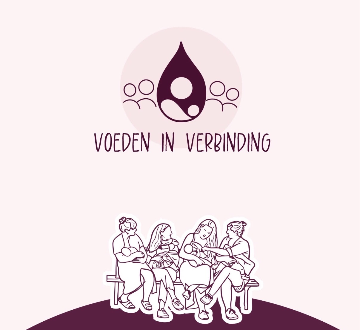 Voeden in Verbinding — illustration of mothers feeding together on a bench